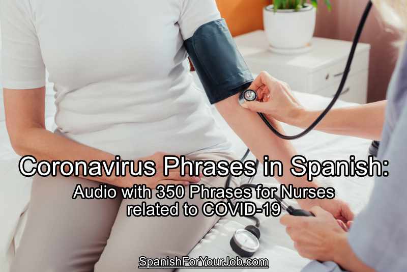 Image of Nurse and Patient with titled of Podcast Episode with Phrases related to Coronavirus