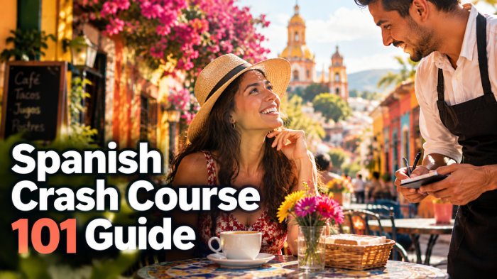 Spanish Crash Course 101 Guide - Spanish Cafe - Title Thumbnail V2